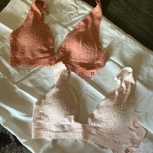 Danskin Lace Bralette Pair in Terracotta and Blush